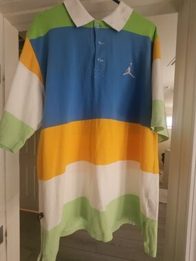 Jordan Colorblock Polo Shirt in Blue, Yellow, Green & White